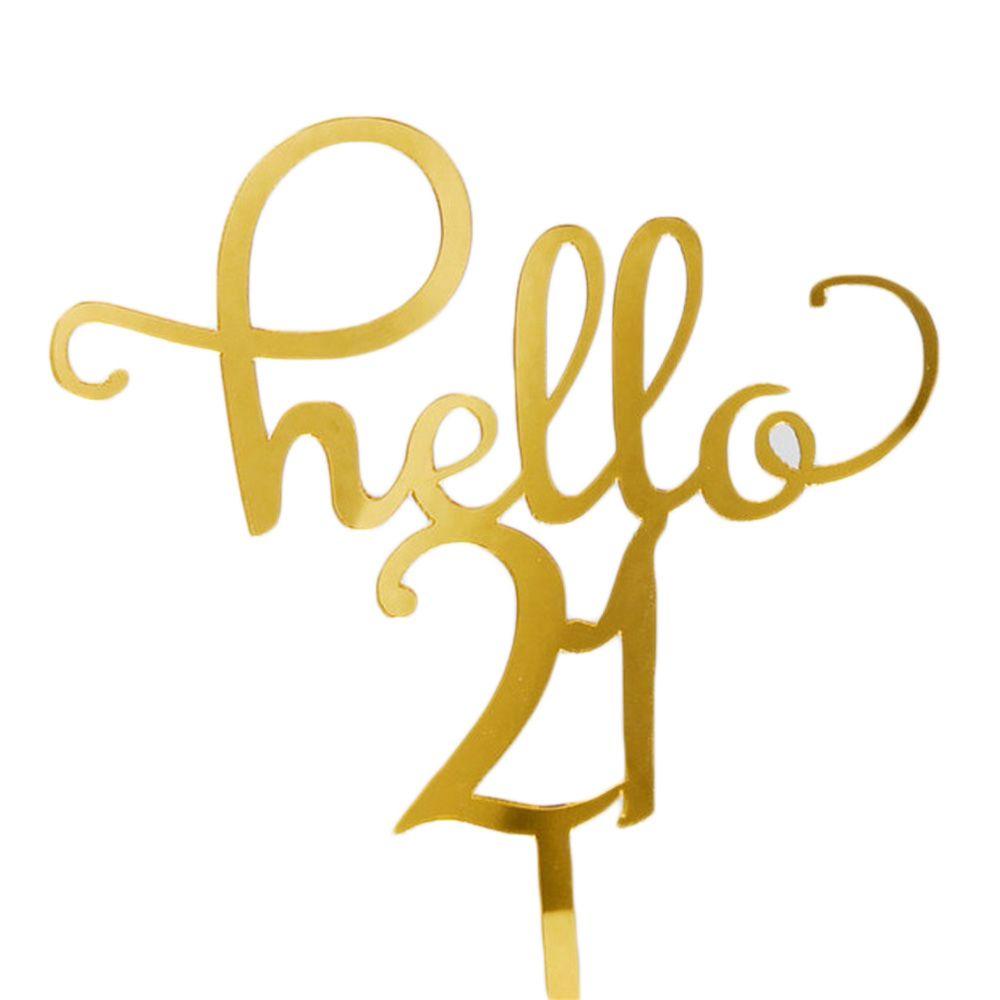 Свадебные принадлежности Юбилейная вечеринка Топпер для торта Буква Число Золотой акрил Привет 21/30/40/50/60