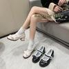 Женские милые туфли Мэри Джейн с круглым носком во французском стиле - Осень/Зима плюс хлопок, в японском стиле JK, из маленькой кожи, на высоком каблуке.