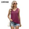 Женская весна и лето, новый однотонный жилет с V-образным вырезом, свободная футболка без рукавов, повседневные топы