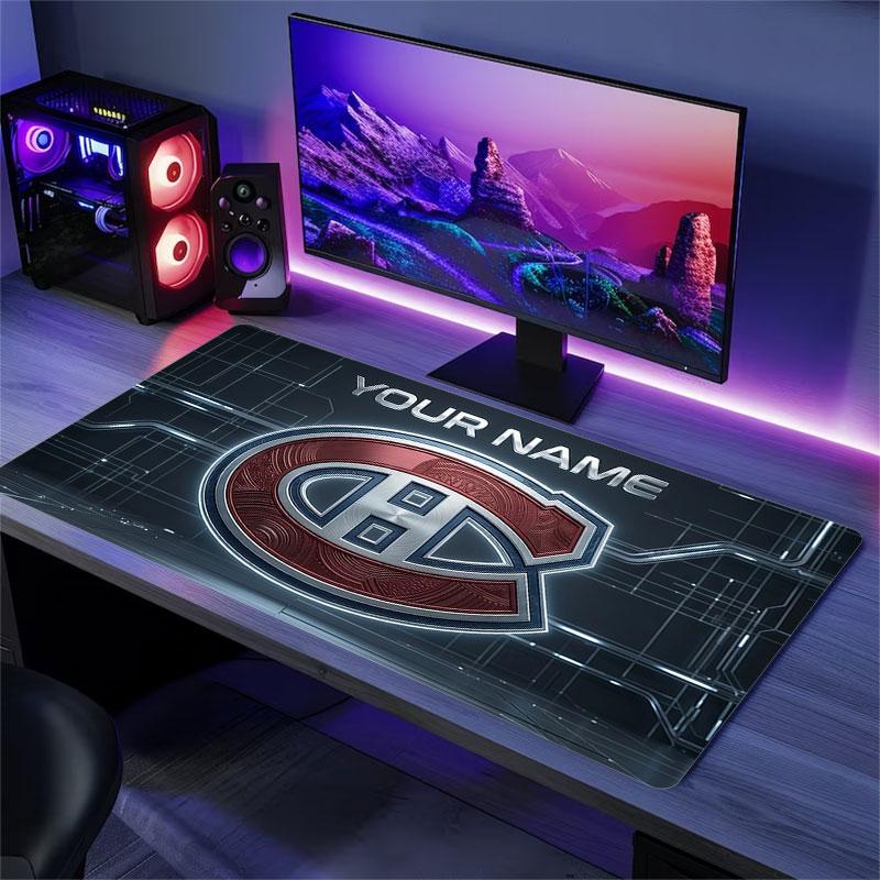 Custom Name,Montreal Canadiens Mouse Pad, Large Gaming Desk Mat, Non-slip XXL Mousepad for Laptop & Tablet, Mini PC Playmat with Stitched Edges