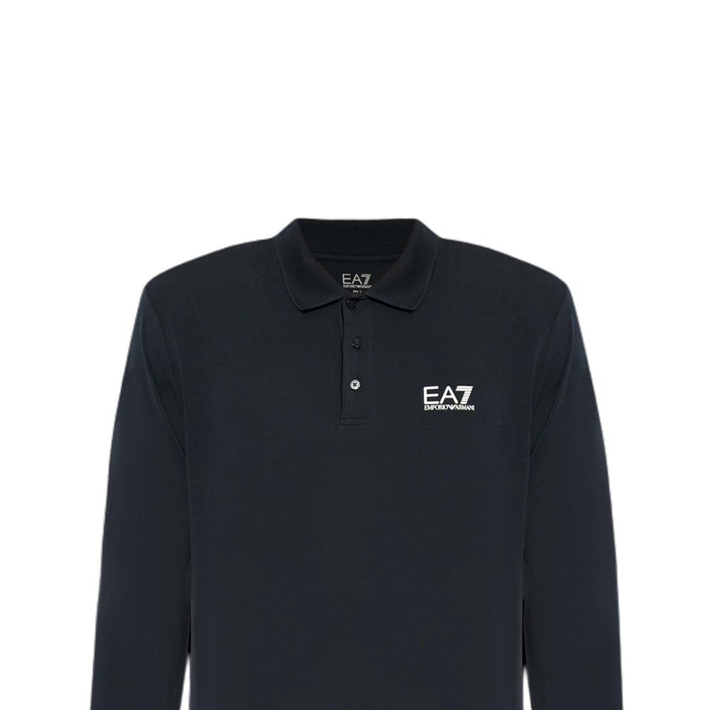 Emporio Armani Ea7 Однотонная футболка-поло с логотипом и длинным рукавом Мужские топы Синий 8NPF15-PJVQZ-1562