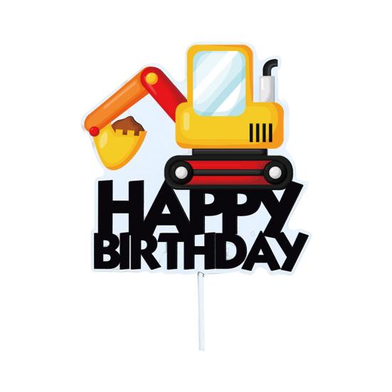 1 шт./1 компл. баннер для вечеринки, топпер для торта, декор для кексов, сделай сам, красочная мелкая печать, макет сцены, бумага, строительный экскаватор, тема, день рождения, овсянка