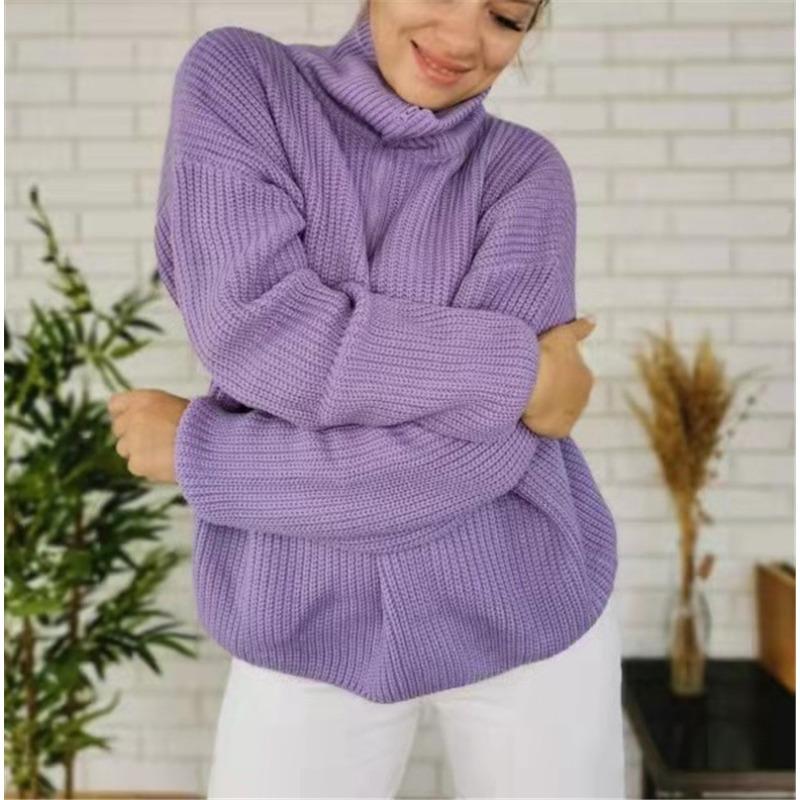 Женский осенне-зимний однотонный вязаный топ на молнии, повседневный свитер с полуводолазкой
