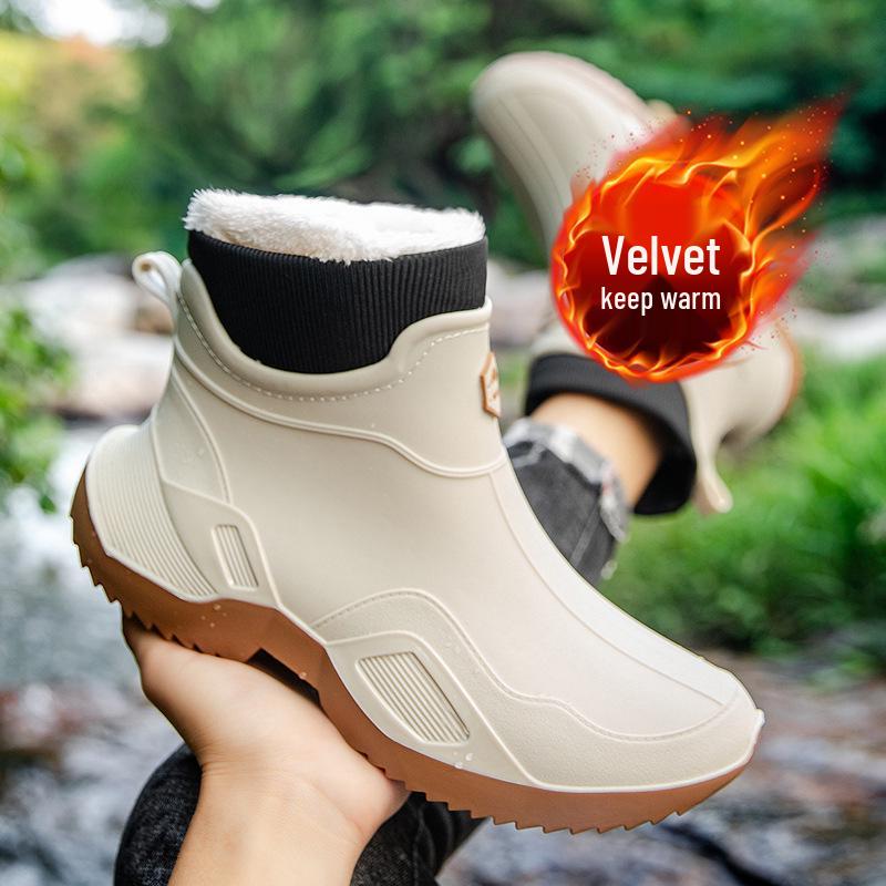 Унисекс водостойкие короткие резиновые сапоги на бархатной подкладке - Extra Warm для водителей и курьеров