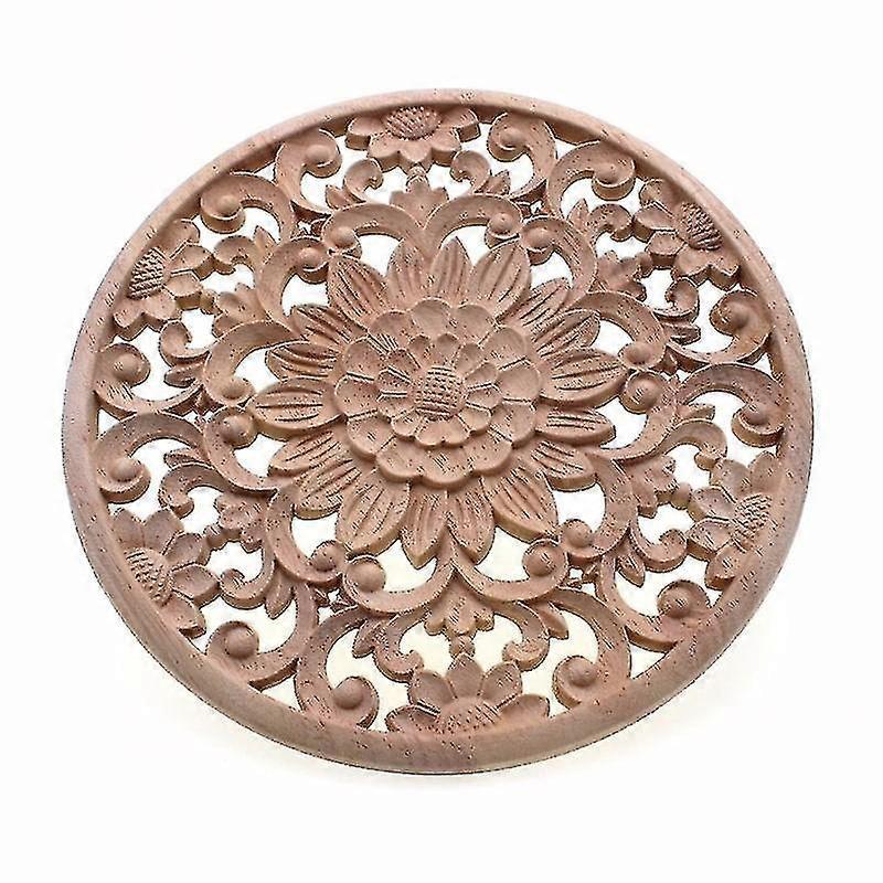 Wood Carving Flower Carving Furniture Cabinet Log Decal Unpainted Wood Pattern Decal Decorative Figure 15x15x0.8cm