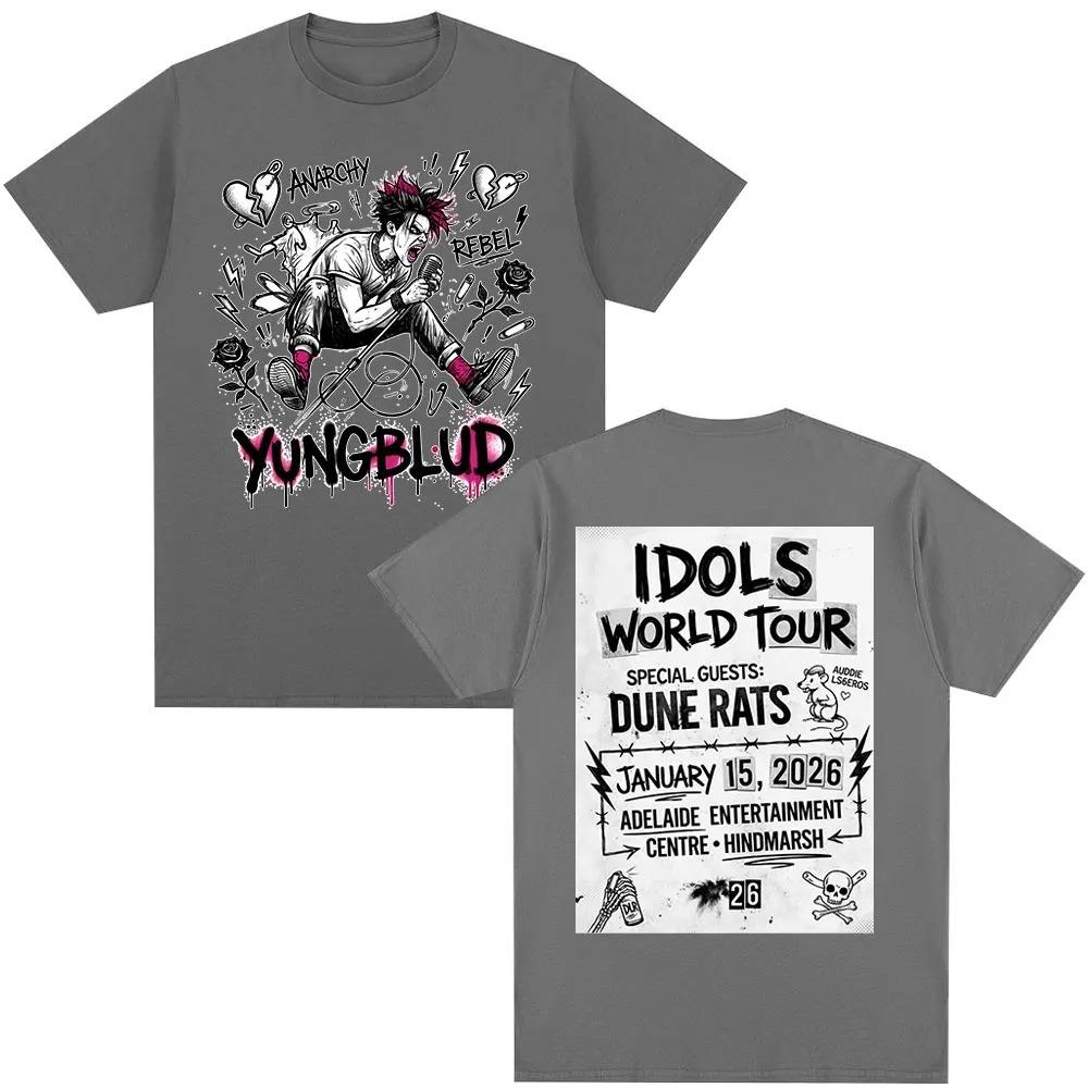 Singer Yungblud IDOLS World Tour 2026 TShirt Fan Gift Mens Wear Fashion Short Sleeve TShirt 100 Cotton Casual TShirt