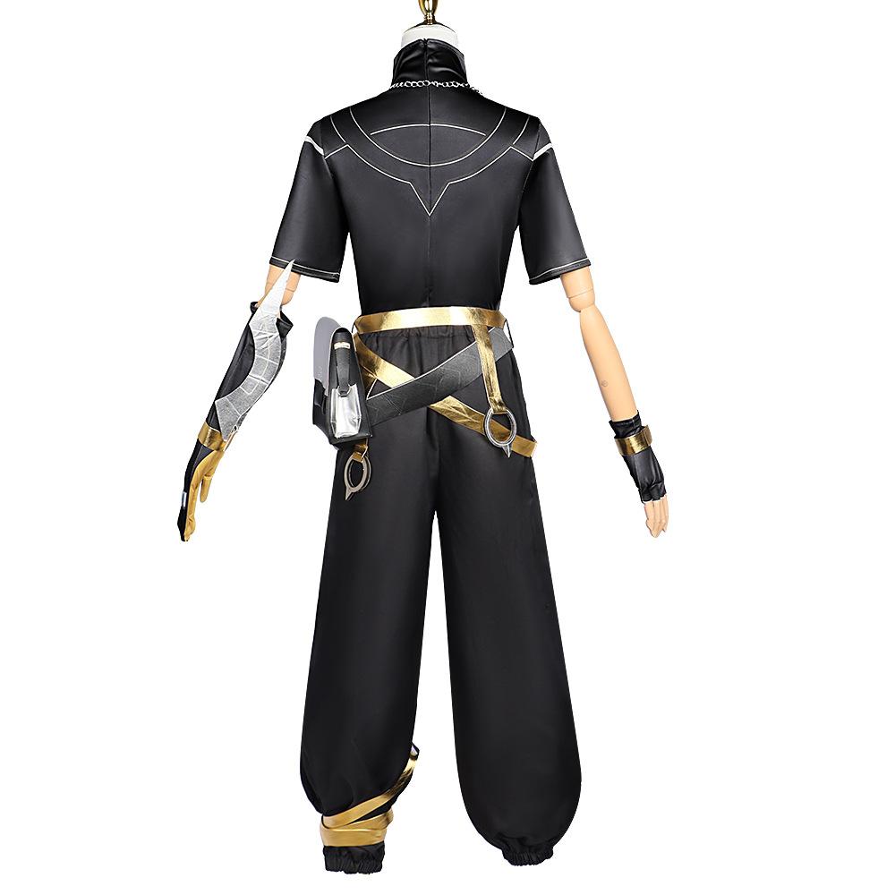 Game LOL HEARTSTEEL Ezreal Cosplay Costume LOL HEARTSTEEL GQ Ezreal Black Unisex Suit Halloween Full Set with Glasses