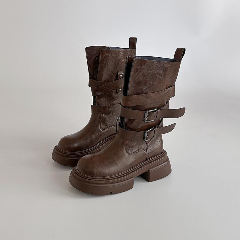 Ретро универсальные кожаные ботильоны на высоком каблуке, текстура, ботинки Мартин на толстой подошве, женские осенне-зимние ботильоны в британском стиле на небольшом толстом каблуке, модные ботильоны