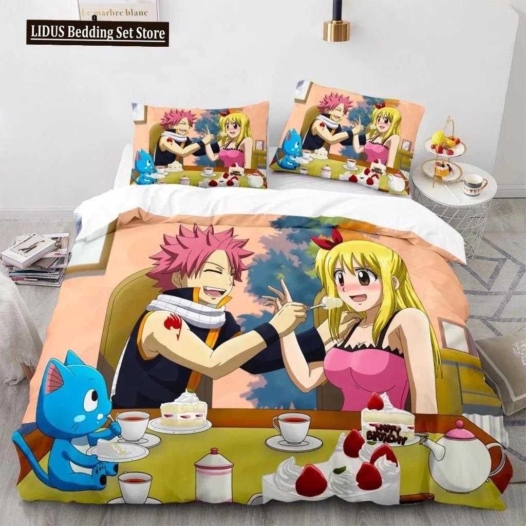 Одеяло Новый набор постельного белья Fairy Tail Японское аниме Подарок для мальчиков и девочек Декор спальни Односпальный Twin Full Queen Размер Домашний текстиль
