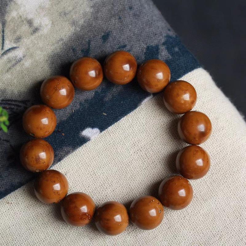 Purple Gold Rat Bodhi Seed Beads: Hand String Light with Round Prayer Beads