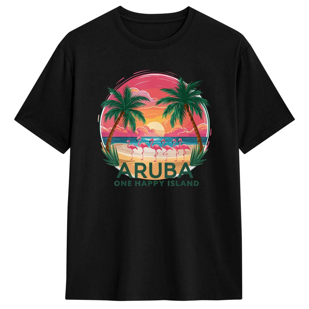 Couple T Shirt Aruba One Happy Island Souvenir T Shirts Popular Summer Tee Shirt Vintage Pure Cotton Tops Gift Idea