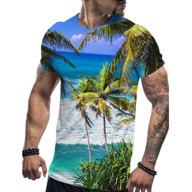 Новая летняя мужская модная футболка, индивидуальная летняя пляжная мужская футболка с принтом, топ