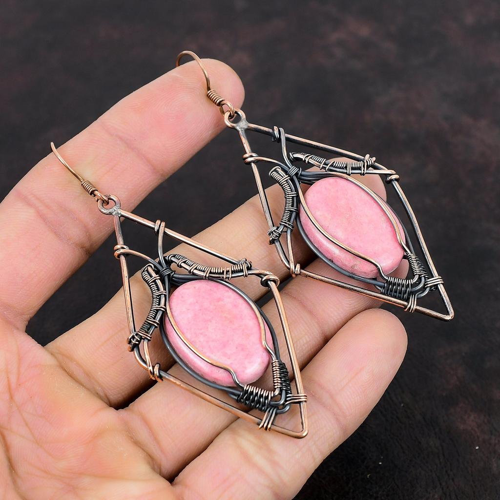 Серьги Тулит Серьги из медной проволоки Стильные серьги Удивительные медные украшения Серьги с настоящими драгоценными камнями Украшения ручной работы Подарки на свадьбу