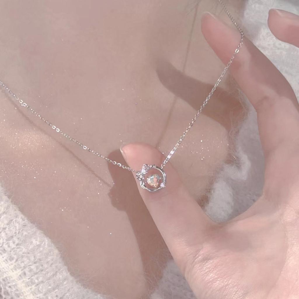 iF ME Элегантное кольцо ожерелье для женщин хрустальный бант сердце кулон ожерелья серебряная цепочка аксессуары ювелирные изделия