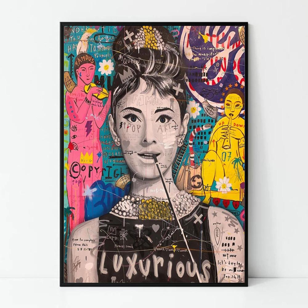 Street Graffiti Style Wall Art Poster Fashion Mona Lisa Lady Liberty Home Room Decor Canvas Painting Mural Picture Print Artwork