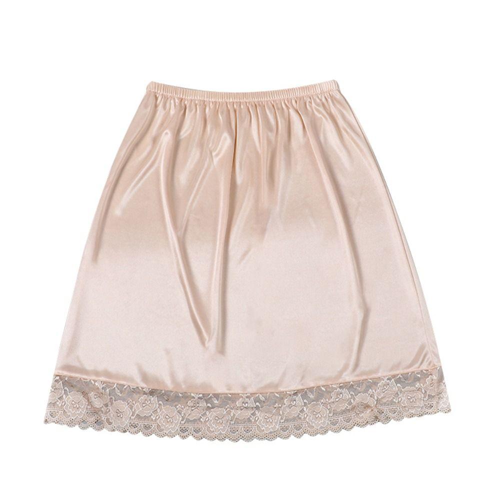 Thin JK Underpants Lace Edge Underskirt Women Petticoats Anti-Lighting Underskirt Silk Dress Slip