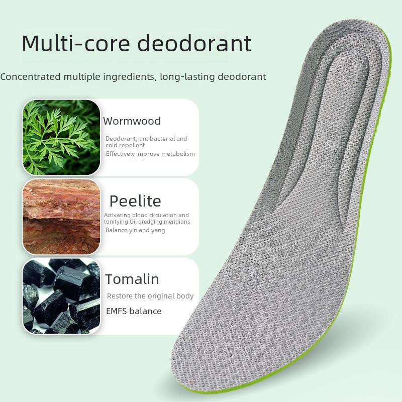 Men's and Women's Spring/Summer Sports Insoles with Mugwort Deodorizing Mesh Fabric. Sweat-absorbing, Breathable, and Comfortable Popcorn Design.