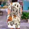 Women Plus Size V Neck Long Sleeve Fitted Halloween Sloth Pumpkin Printed Straight Hem Dress