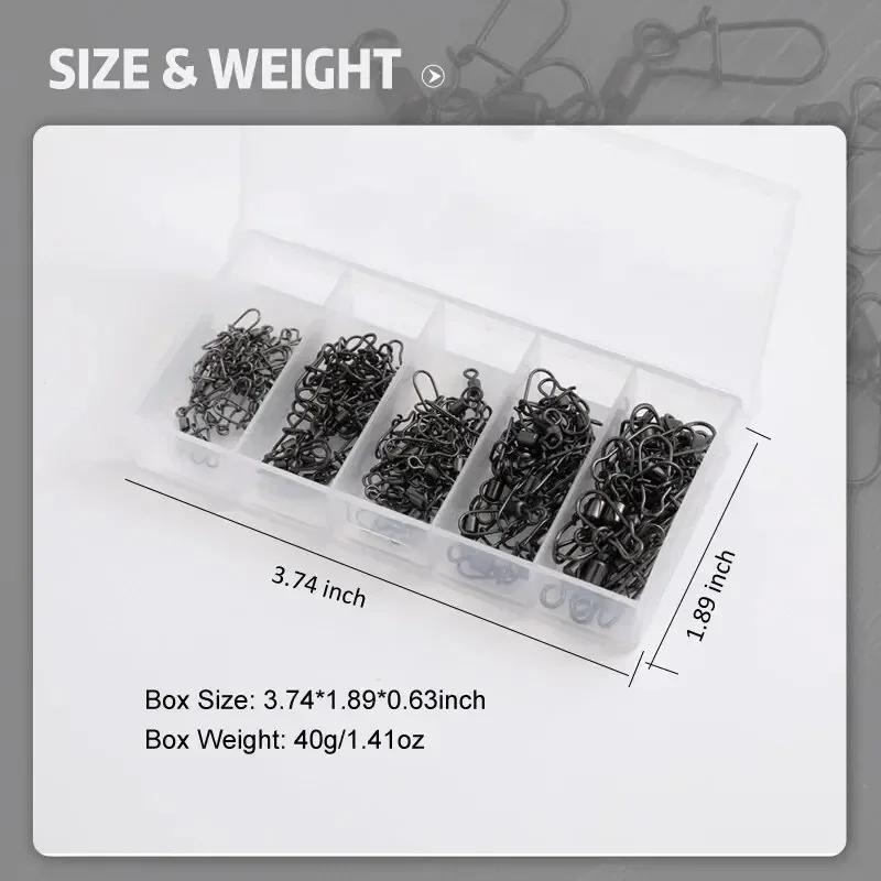 50pc Box Fishing Connector Pins 4#-12# Bearing Swivel Snap Hooks Lure Accessories