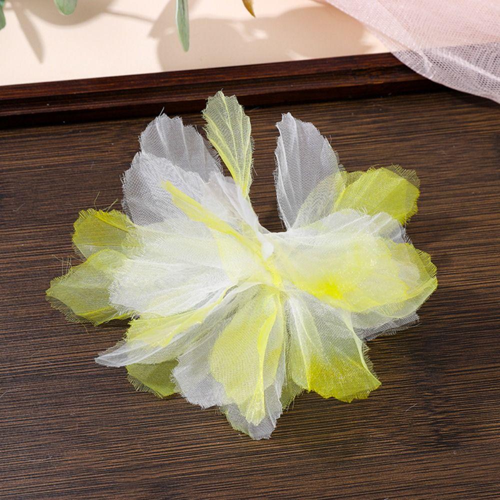 10 шт. 3D-цветочные аппликации из органзы и кружева для свадебного платья, градиентная кружевная отделка, швейные аксессуары, декоративные нашивки