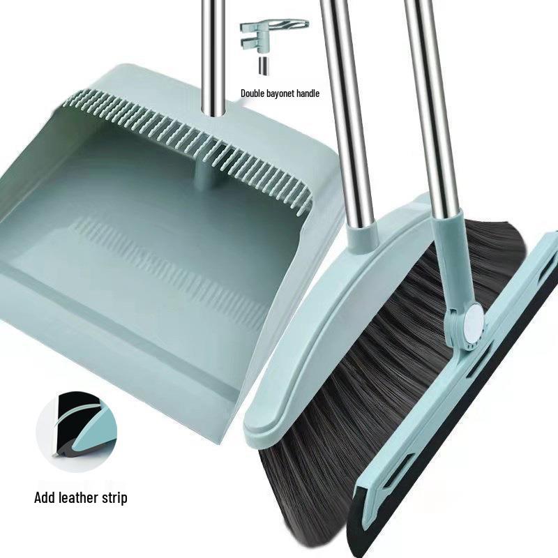 2024 Soft Bristle Broom & Dustpan Set with Long Stainless Steel Rake Teeth, Free Shipping