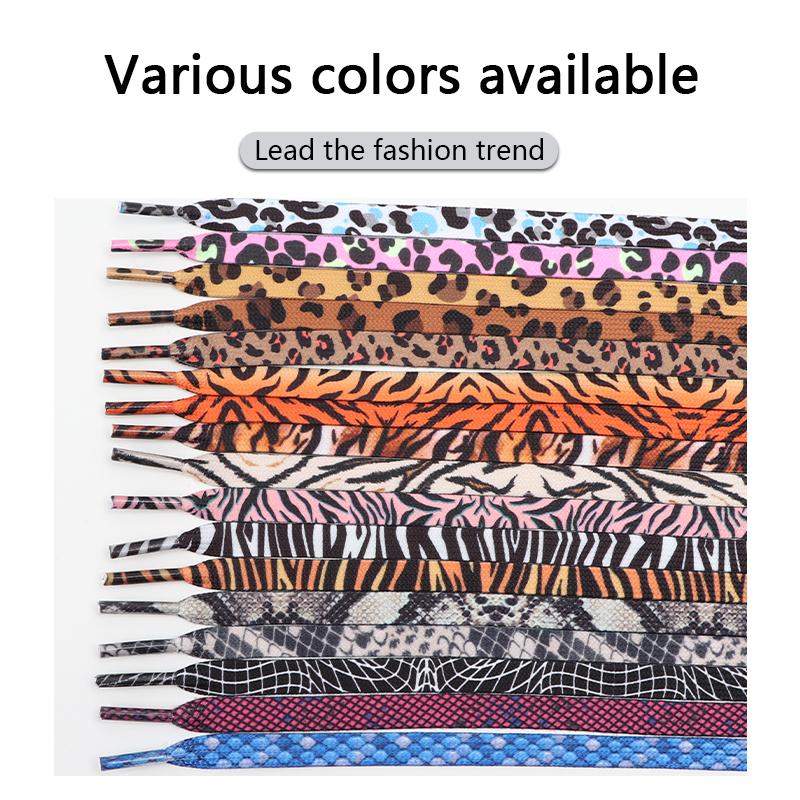 Leopard Print Flat Shoelaces Sneakers Colorful Shoelace Classic Animal Patten Shoe Laces Canvas Zebra Tiger Snake Shoestrings