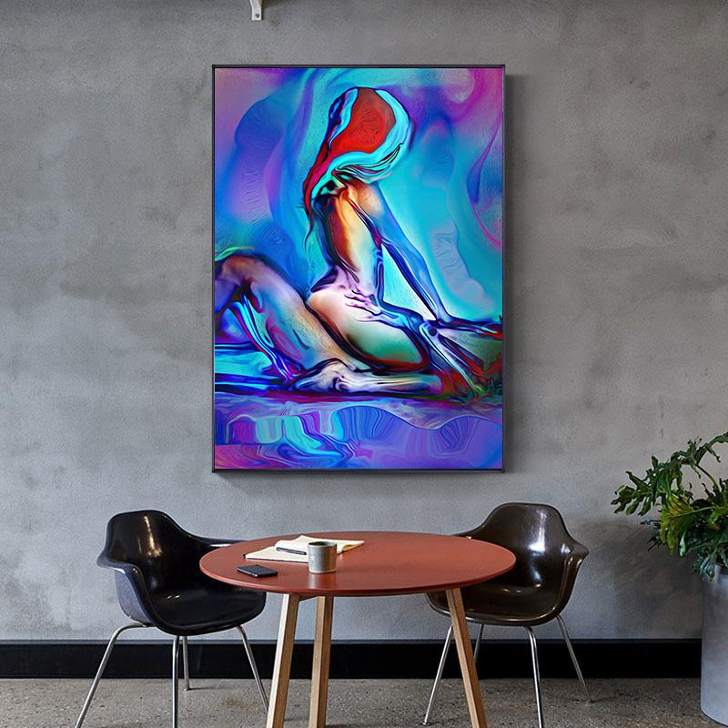 Современная абстрактная настенная картина на холсте «Влюбленная пара» - HD-печать, в раме, для гостиной, спальни, современный домашний декор, подарок