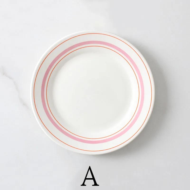 8-дюймовые керамические плоские тарелки, бытовые тарелки для завтрака, десерта, салата, стейка, обеденная тарелка, сервировочные блюда для кофейни