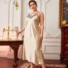 Plus Size Women's Camisole Dress Spring Summer Thin Pajamas Fashion Long Dress Faux Silk Lace Loungewear