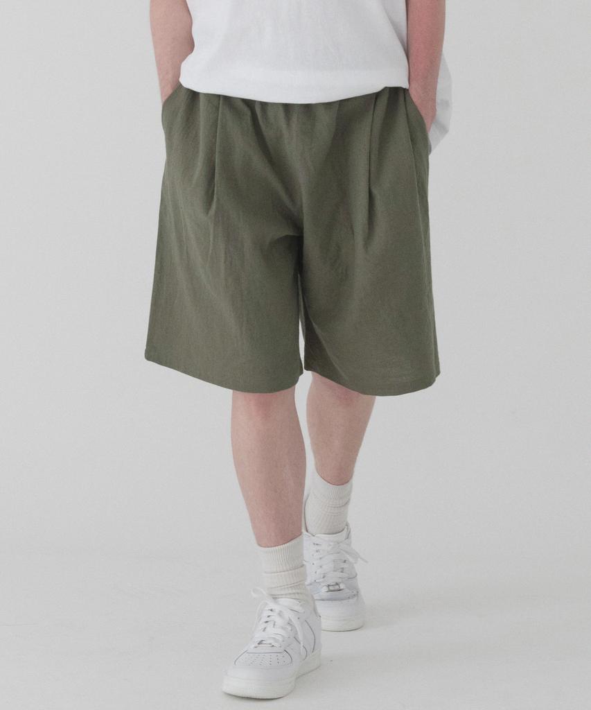 PIANER [2 Pack] Comfortable Linen One-Pleat Bermuda Shorts (3 Colors)