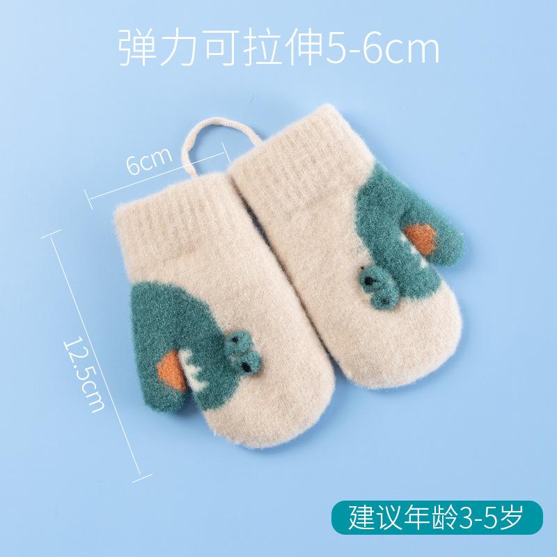 Детские термоперчатки Xuehuaxiu, милые мультяшные вязаные на шее, двухслойные бархатные утепленные варежки оптом