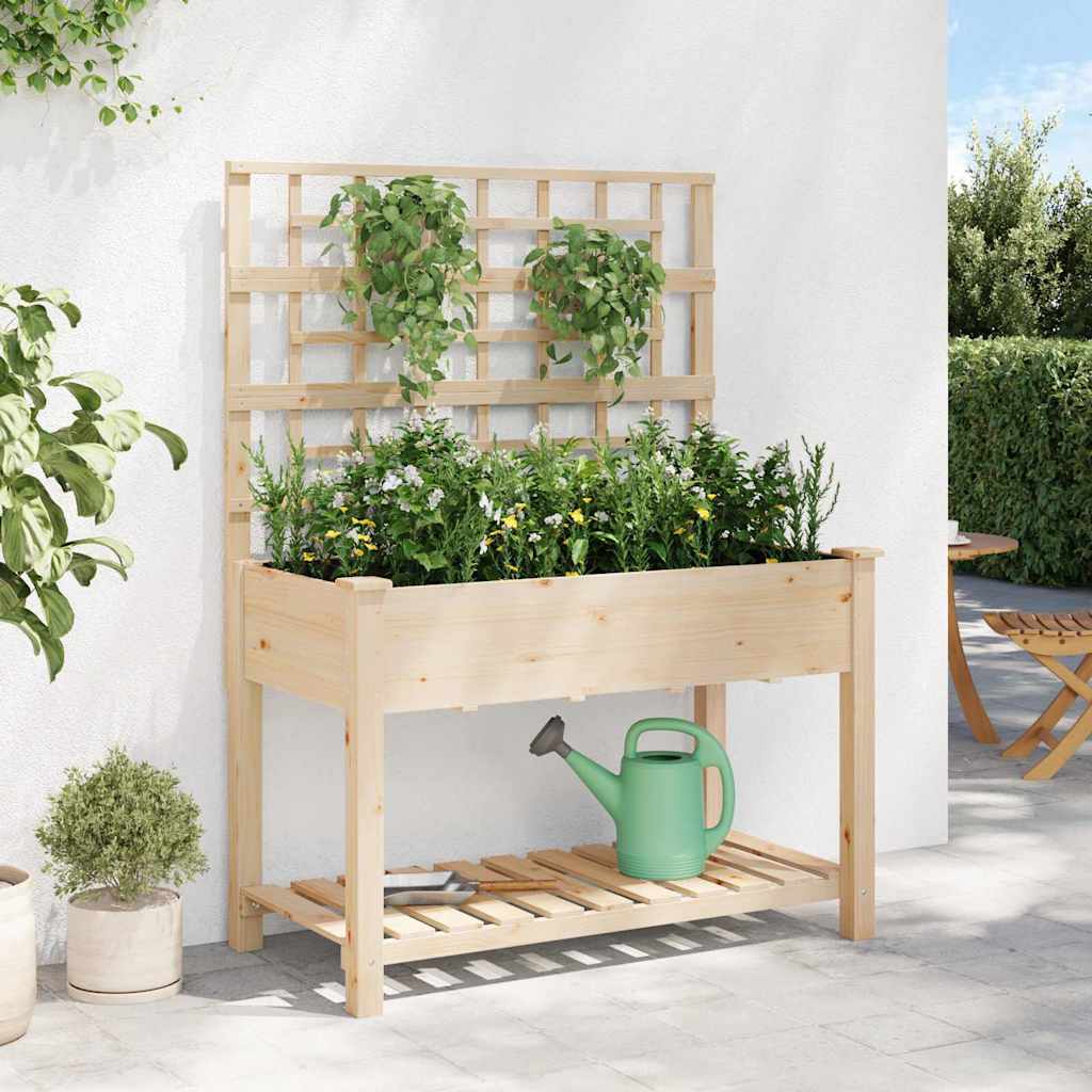 Garden Planter with Shelf Beige 115 x 60.5 x 153 cm