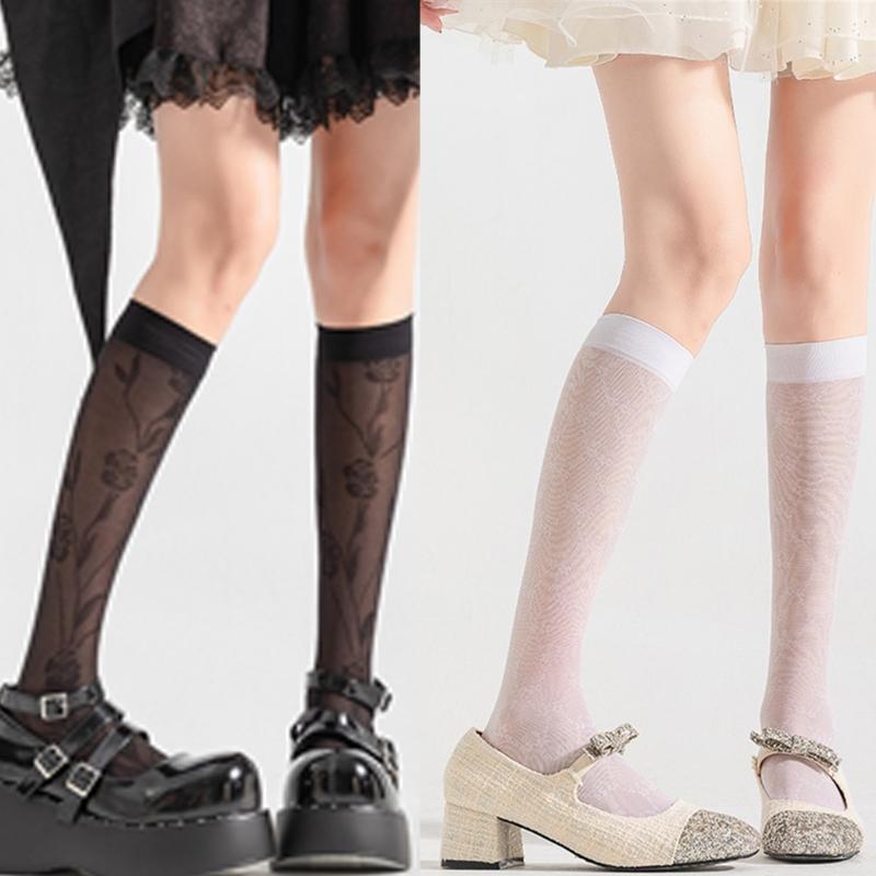 Женские Девичьи Прозрачные Гольфы Летние Весенние Колготки до Колена Нейлоновые Шелковые Чулки Милые Милые Носочки на Икру Подарки