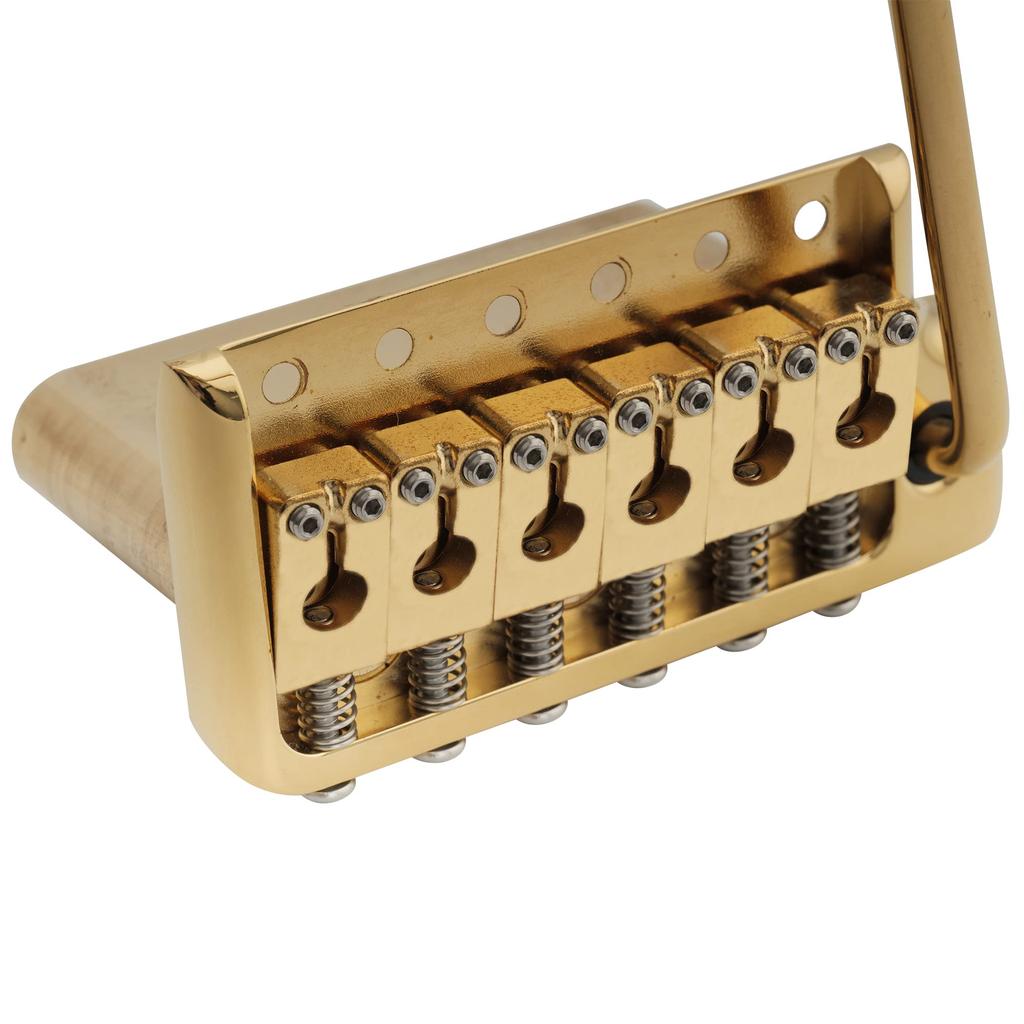 Musiclily Ultra Pitch Brass Style Tremolo Knife for Electric Gold 10.5mm 6-Screw Bridge, Edge, Strat-Style Guitars,