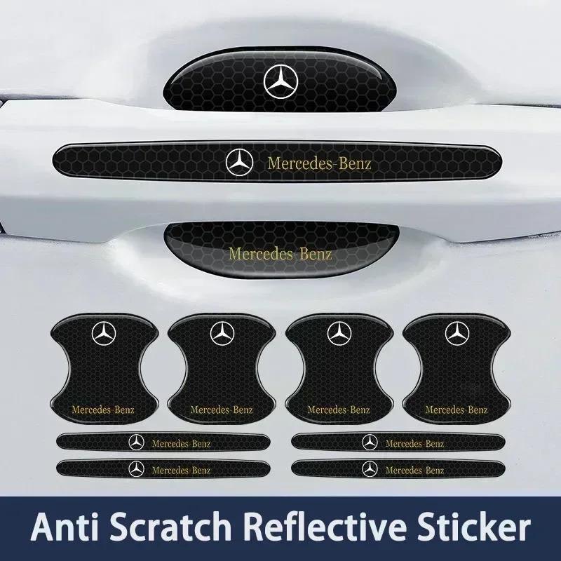 CQK1 Car Door Handle Protector Bowl Anti Scratch Reflective Sticker For Mercedes Benz A C E CLA180 GLB200 GLC300 CLS GLA E Class