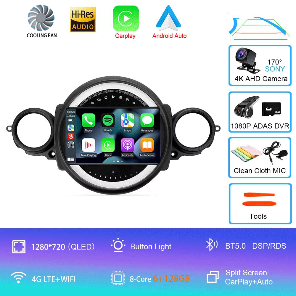 Автомагнитола Android 14 для BMW Mini Cooper R56 R60 R51 2006 - 2015 GPS Carplay Навигация Стерео Авто DSP BT DVD Мультимедийный плеер