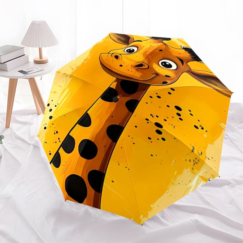 1pc Giraffe Artwork Automatic Open/Close Umbrella, Portable Folding Umbrella for Travel, Themed Events007
