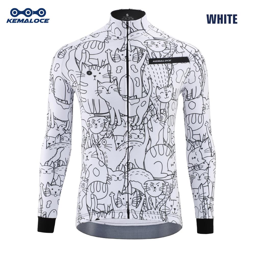 KEMALOCE Зимние велосипедные куртки мужские флисовые с длинными рукавами из черной и белой термоткани
