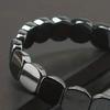 Hematite Stone Bracelet Elastic Cord Metallic Luster Polished Bracelet Groundedness Theme Men Women Wristband