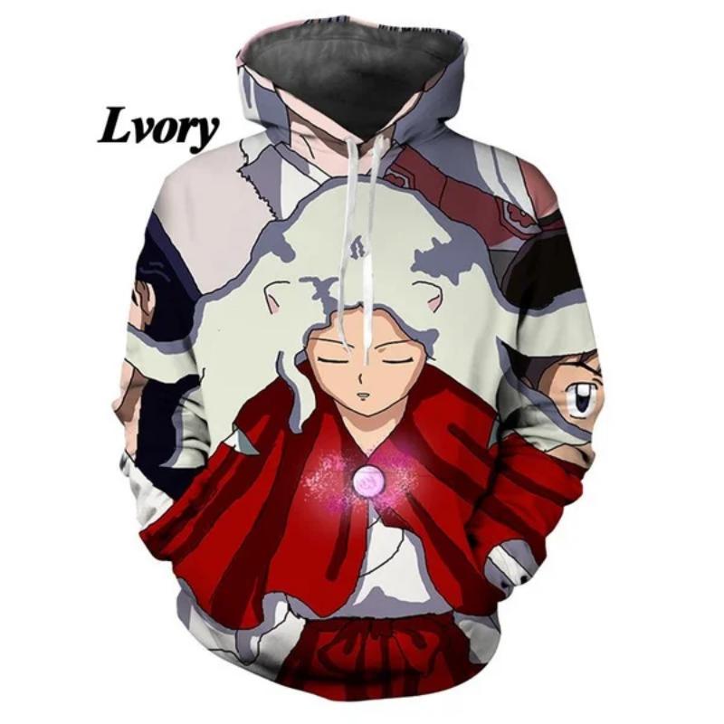 Новая модная толстовка-пуловер для пары с капюшоном в стиле аниме Инуяша с 3D-принтом, толстовка с капюшоном, унисекс-куртка