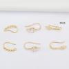 10pcs Color Retention 14K Gold Love Ear Hook, Micro-Inlaid Vertical Zircon Earring Hook, Big Diamond Diy Work In Progress