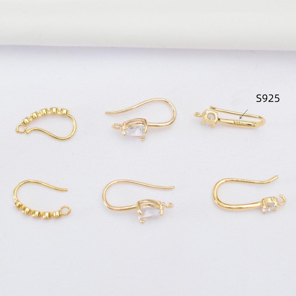 10pcs Color Retention 14K Gold Love Ear Hook, Micro-Inlaid Vertical Zircon Earring Hook, Big Diamond Diy Work In Progress