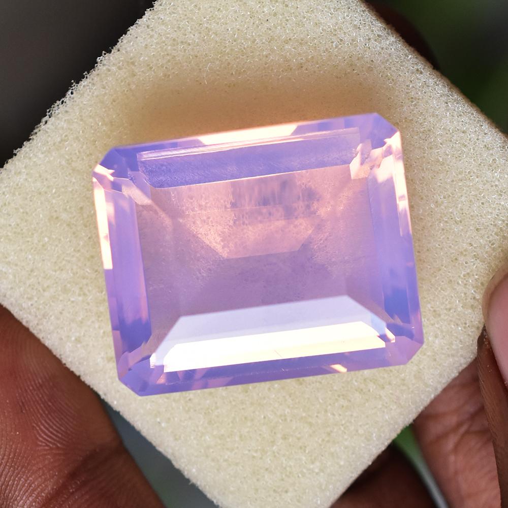 MEXICAN Lab-Created Pink Opal 90Ct RARE Emerald Shape Loose Gemstone