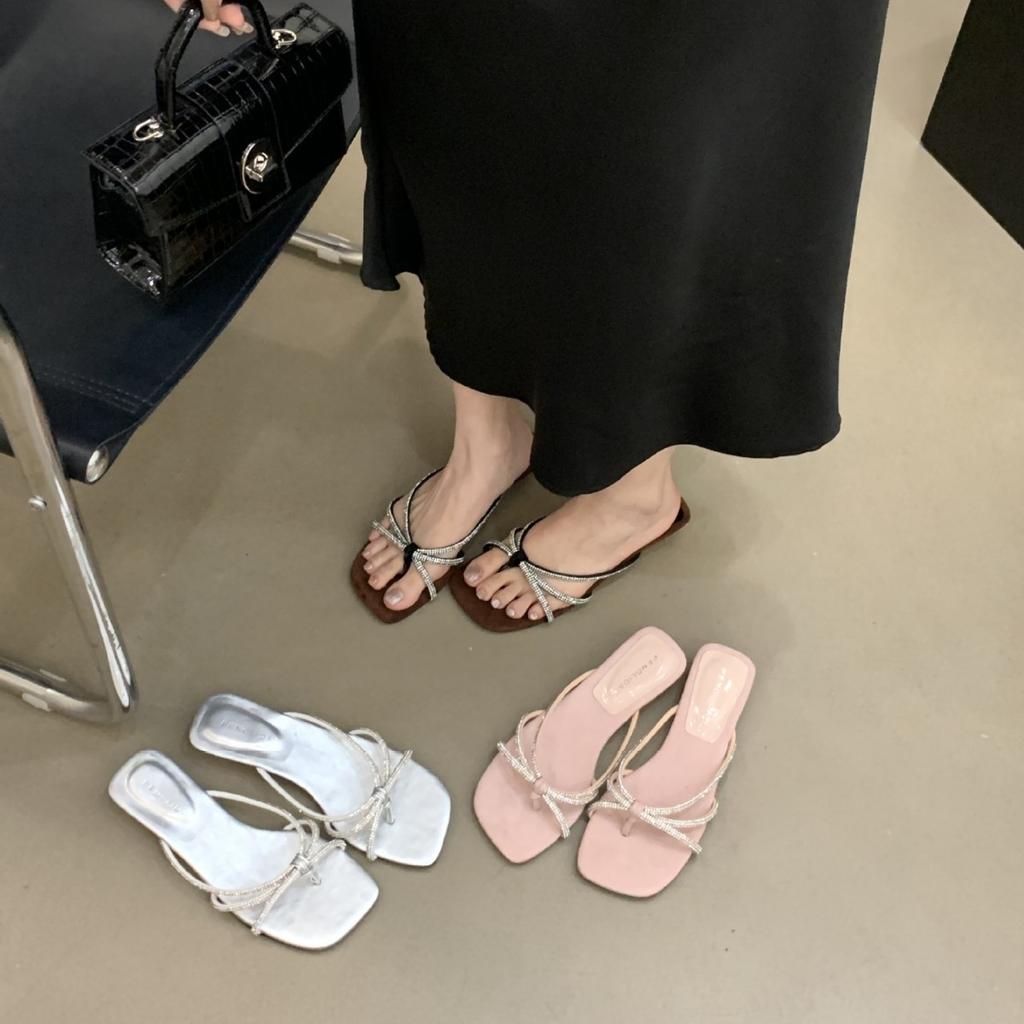 Niche Design Thick Heel Toe Cool Slippers Women's Shoes Spring and Summer Outer Wear Flip-flops High Heel Sandals Fairy Shoes