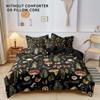 Green Leaf Pattern 3Pcs Bedding Set Soft And Breathable Floral Mushroom, Snail - Includes Quilt Cover And Pillowcases No Filling