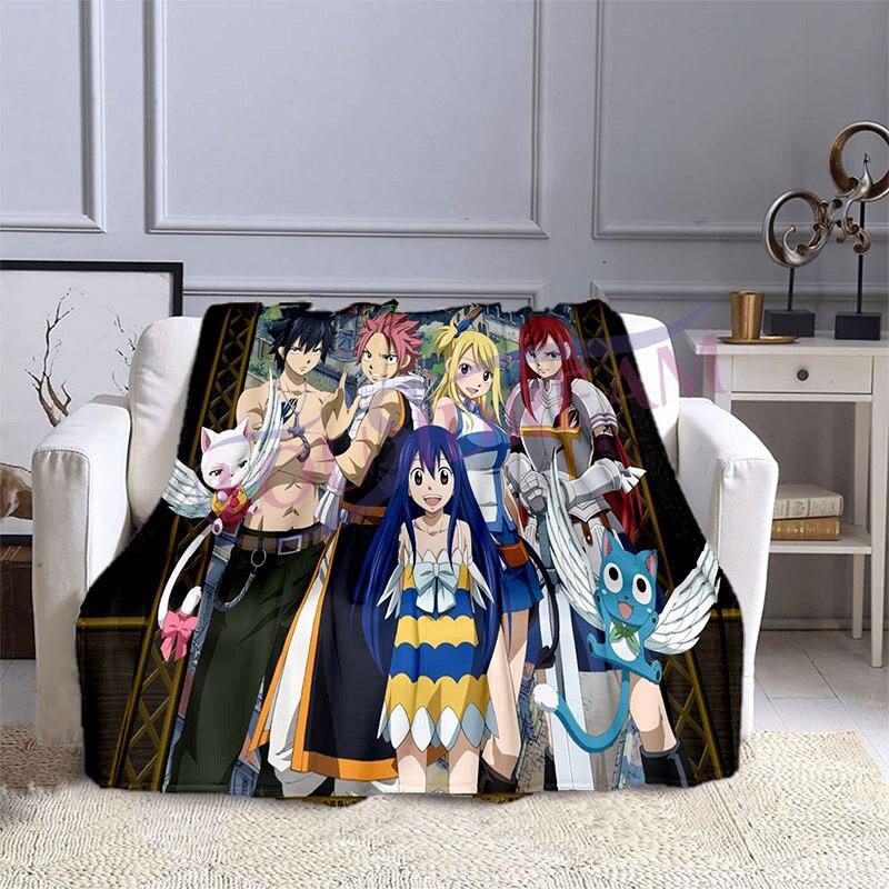 Fairy Tail Flannel Plush Blanket Home Fleece Throw Blanket Travel Blankets Bedspreads Sofa Cover Couch Dorm Room Blanket