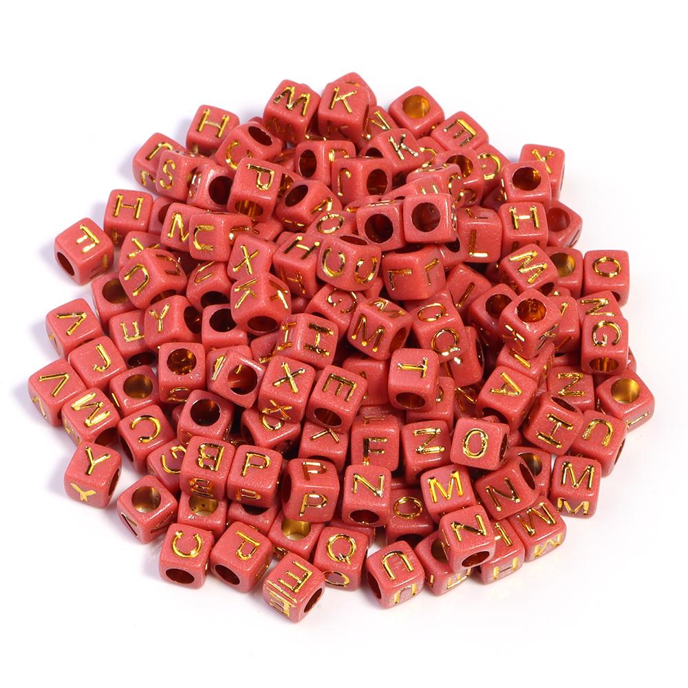 100pcs/Lot 6mm Mix Color Square Alphabet Letter Beads DIY Bracelets Necklace Big Hole Acrylic Beads for Jewelry Making Supplies