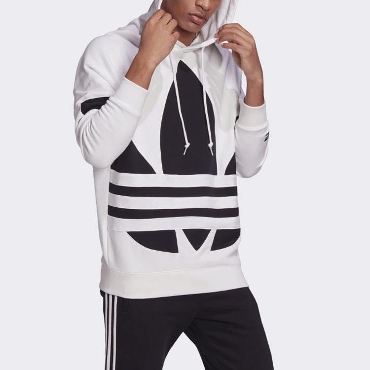 Adidas Оригинальная однотонная толстовка с трилистником и большим логотипом на шнурке, мужская толстовка с заниженными плечами, белая FM9909