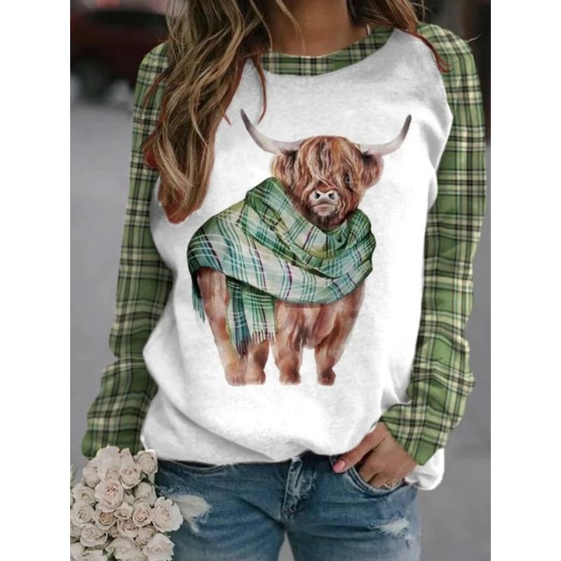 Повседневные свободные женские топы с круглым вырезом, новый 3D растительный цветочный принт, осенне-зимняя мода, реглан, длинный рукав, большой размер, пуловер