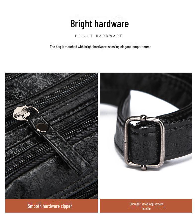 Женская сумка через плечо из мягкой кожи с несколькими отделениями